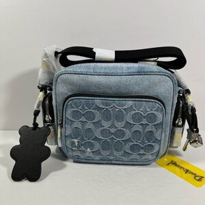 Coach Fletcher Crossbody Bag In Loved Signature Denim Light Indigo NWT